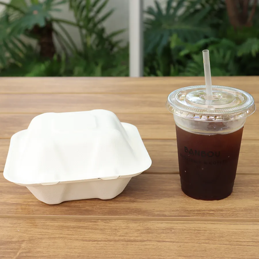 Disposable Bagasse Take Away Food Box Food Packaging Hamburger Box