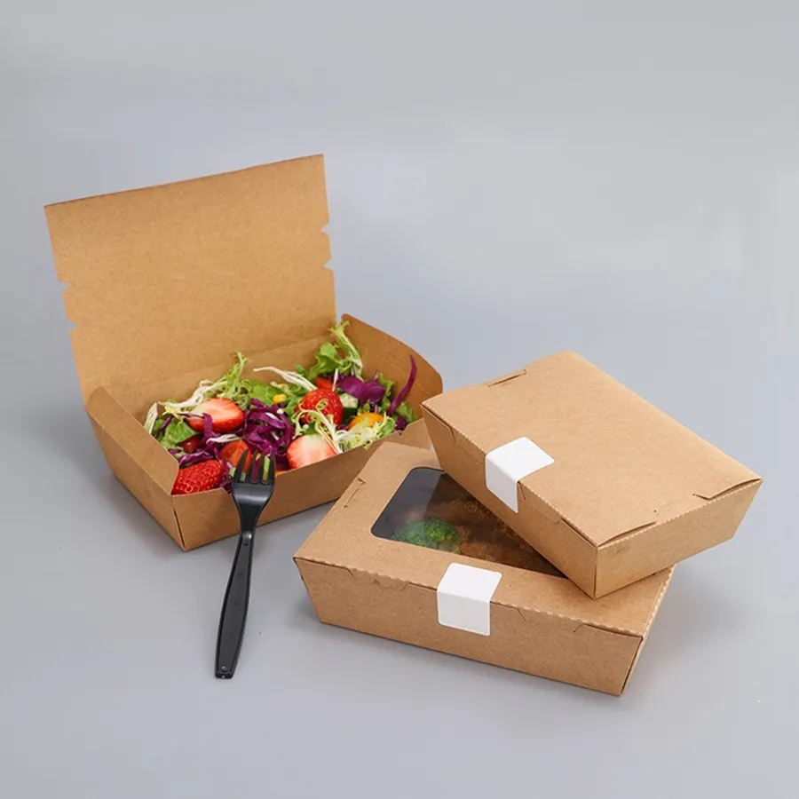 Wholesale Eco Friendly Fried Chicken Sushi Fast Lunch Paper Box Chip Box Packing Box for Food with Window Fast Food Container