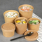 Round Brown Biodegradable Eco-Friendly Take Away Salad Fast Food Kraft Paper Packaging Bowl