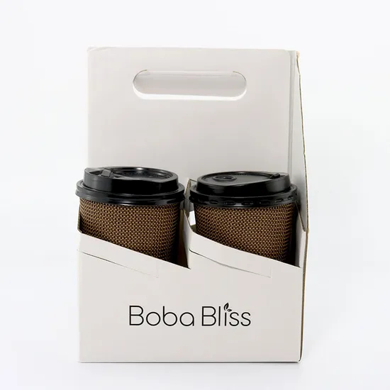 Custom Corrugated Take Away Hot Drink Coffee Tea Cup Holder Paper Cup Holder with Handle Coffee Carrier