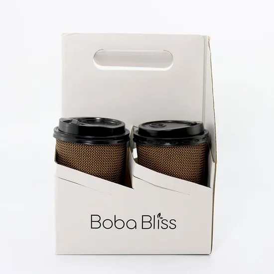 Custom Corrugated Take Away Hot Drink Coffee Tea Cup Holder Paper Cup Holder with Handle Coffee Carrier