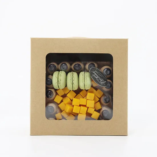 Custom Shipping Boxes Paper Gift Box Cake Food Packaging Cookie Donuts Boxes Packing Kraft Paper Square Box with Window