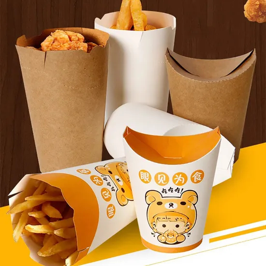 High Quality Food Grade 12 Oz 16 Oz French Fries Paper Containers Disposable Fried Chicken Potato Chips Cup