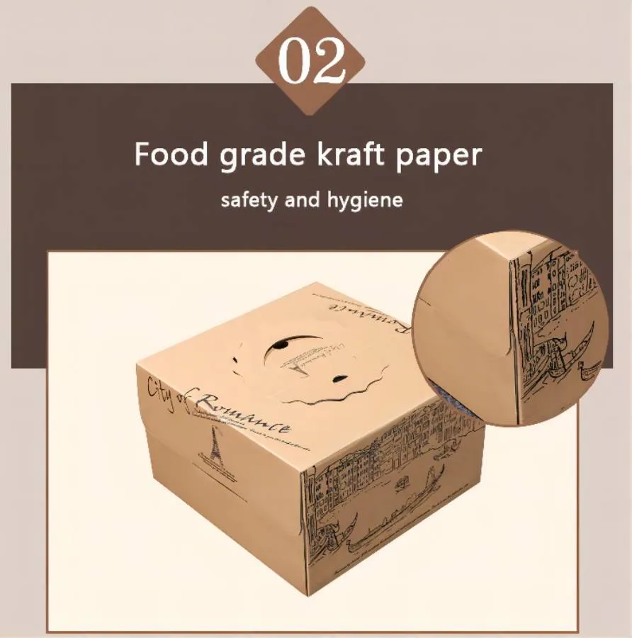 Cupcake Bread Dessert Packing Paper Gift Boxes Food Cardboard Food Package Cake Box with Handle