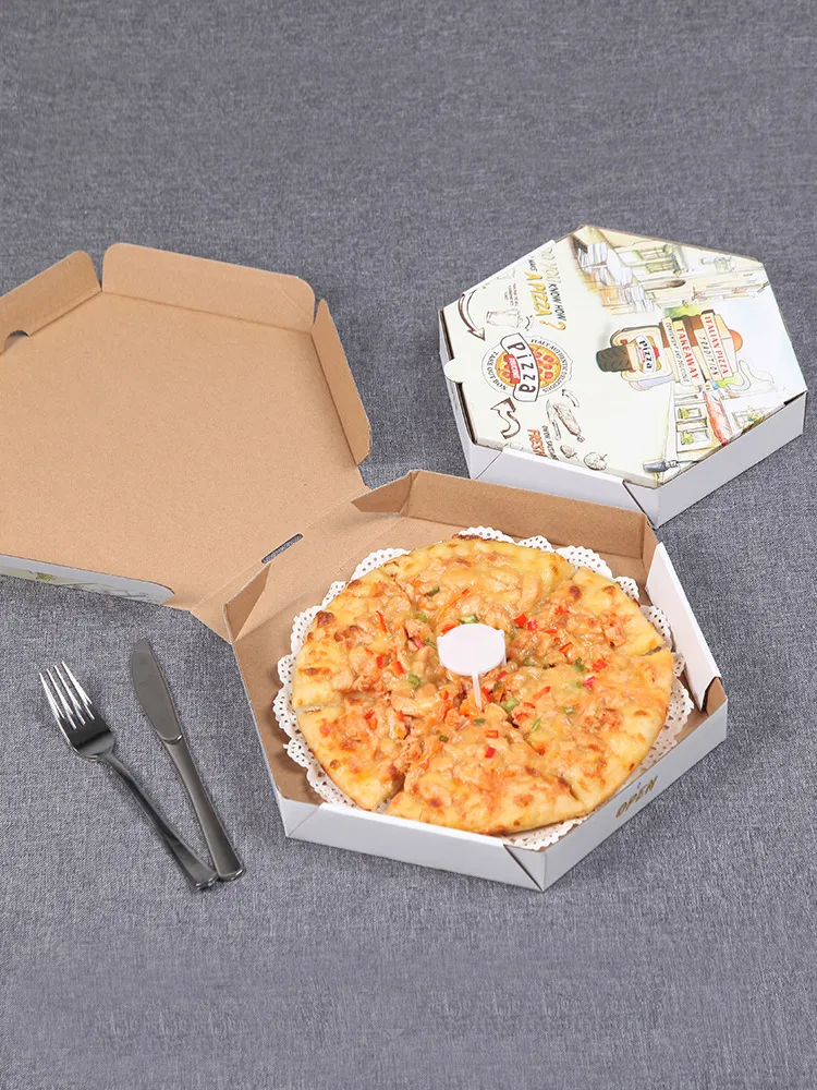 New Custom Pizza Box Reusable 33 35 Cm 7/9/12 Inch Corrugated Paper Pizza Packing Delivery Box with Logo