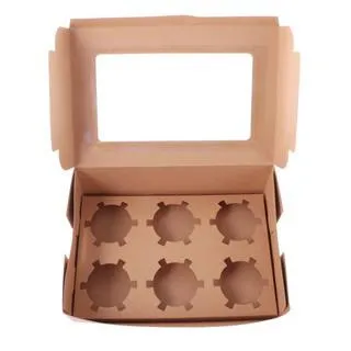 Square Disposable Portable Kraft Paper Cake Box Macaron Packaging Box with Transparent Skylight