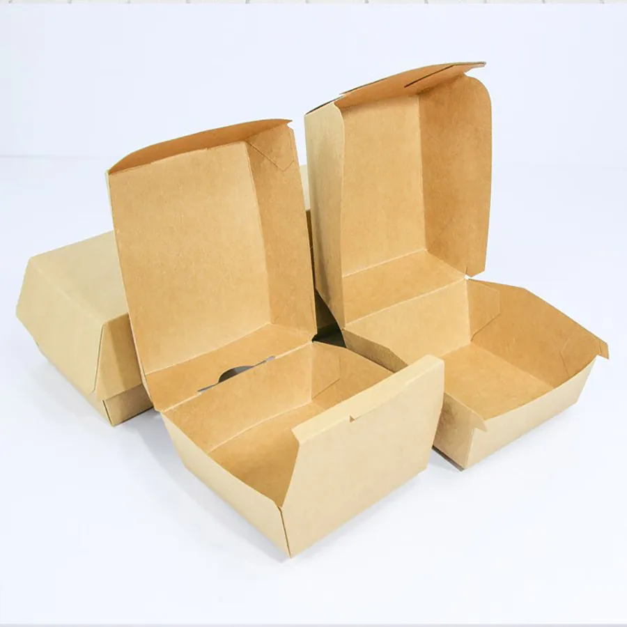 New Design Biodegradable Paper Box for Burger Kraft Paper Burger Box Personalized Burger Box