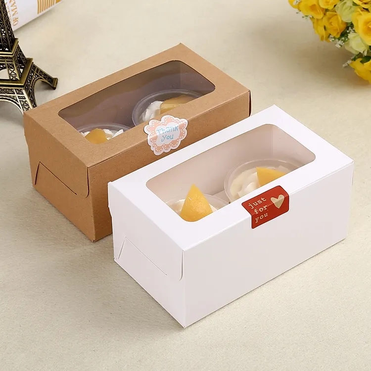 Disposable Biodegradable Paper Cake Box Gift Box Food Baking Cake Box with Transparent Window