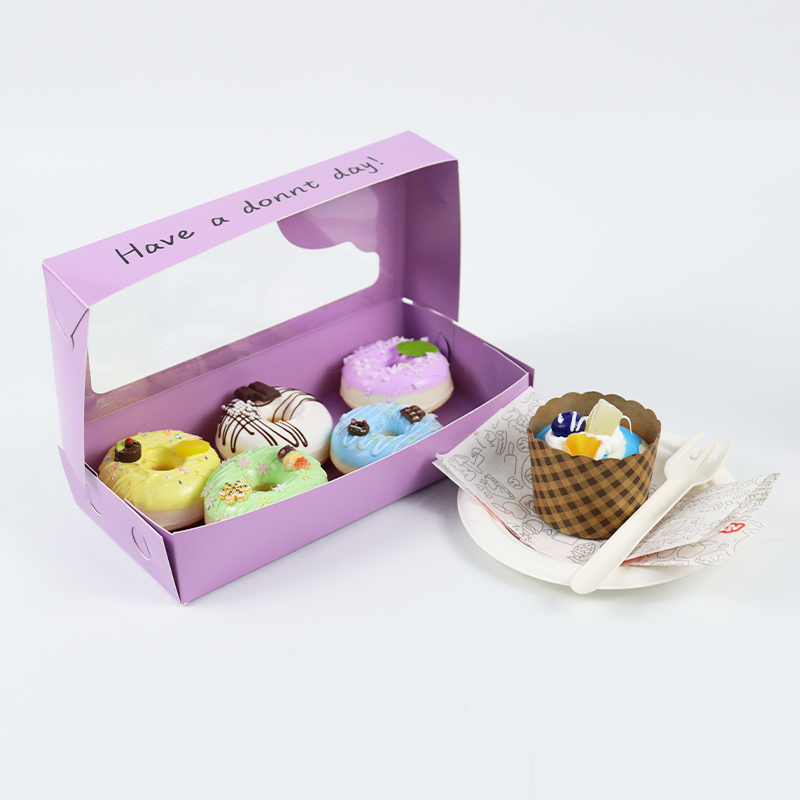 Custom Donut Dessert Paper Box White Cardboard Puff Packaging Box Bakery Sushi Cake Mochi Paper Packing Boxes