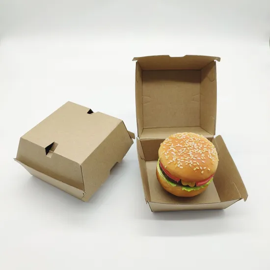 Wholesale Kraft Box Custom Print Kraft Paper Fast Food Fried Box for Hamburger Hamburger Boxes Packing Box