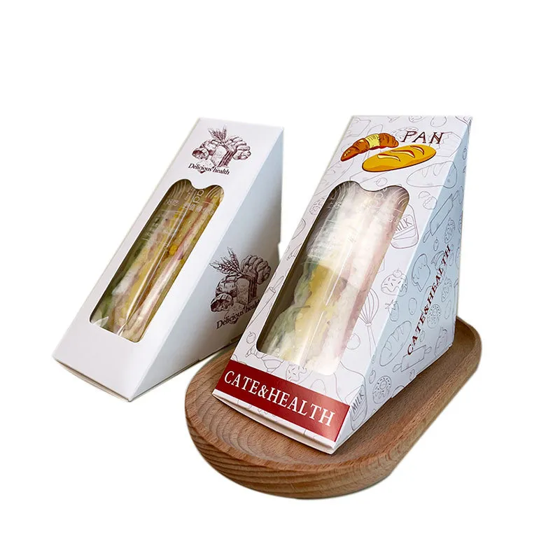 Kraft Paper with Logo Printing Triangle Cake Box Mousse Cut Cake Packaging Box Sandwich Pastry Slice Packing Box