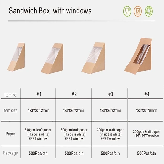 Kraft Paper with Logo Printing Triangle Cake Box Mousse Cut Cake Packaging Box Sandwich Pastry Slice Packing Box