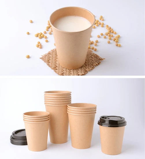 Wholesale High Quality Coffee Drink Carriers Kraft Paper Cups Reusable Coffee Cup Anti-Scalding Paper Cup