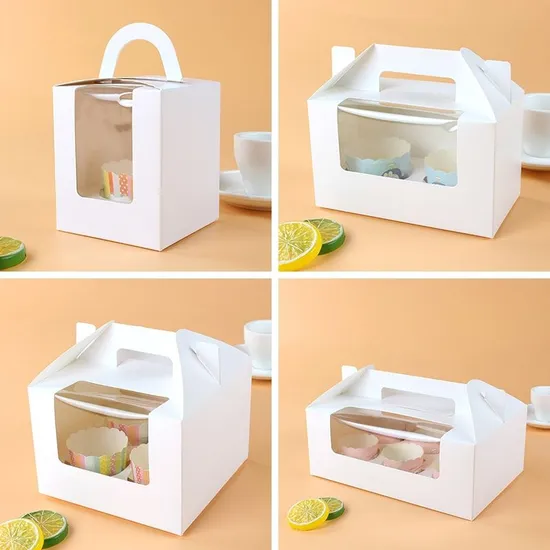 Wholesale Kraft Paper Big Transparent Window Birthday Cake Wrapper Cake Box with Handle Specification