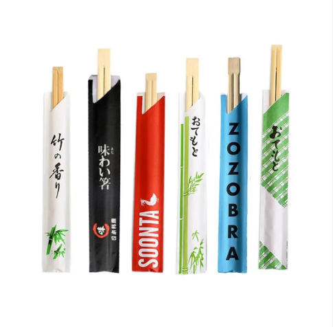 Custom Disposable Eco Friendly Chopsticks Round Bamboo Chopsticks with Paper Bag or Plastic Package