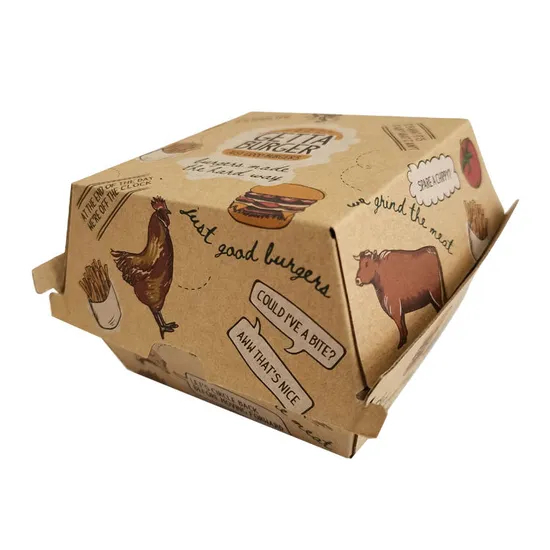 Customized Personalized Logo Brown Natural Color Food Grade Kraft Paper Box for Fried Chicken Fast Takeaway Food
