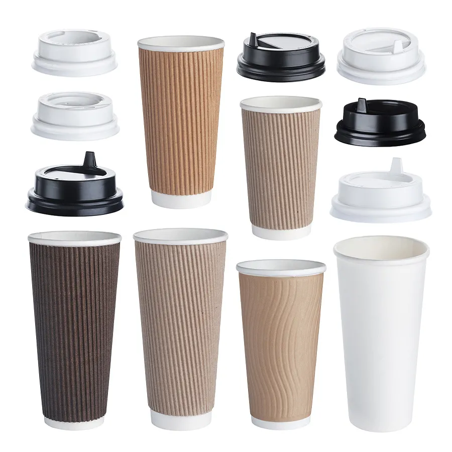 Custom Coffee Cup with Cover Paper Coffee Cup with Lid Delicate Coffee Hot Drink Paper Cup