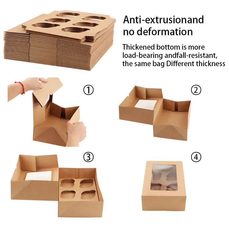 Biodegradable Customized Size Cake Paper Boxes Cup Cake Box with Window for Baking Cake Shop Box