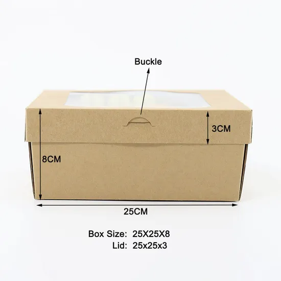 Kraft Paper 9-Piece Macaron Cupcake Box Recyclable Clear Window Packaging for Sweet Mini Cake Donut Weddingparty Favor Boxes
