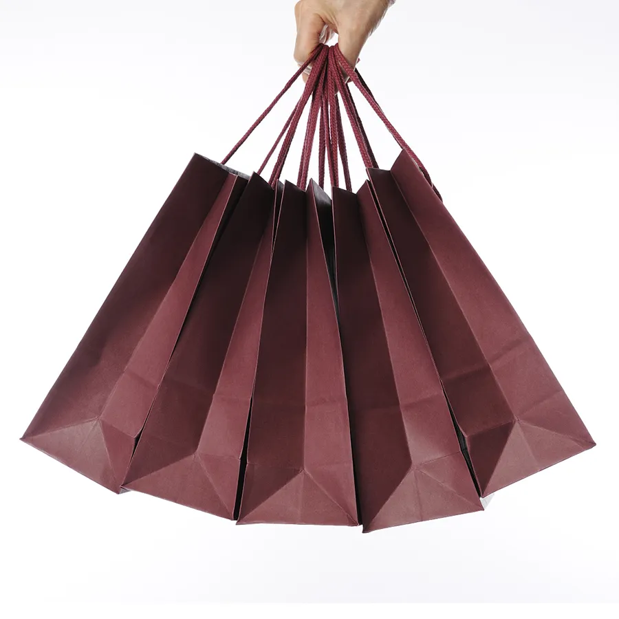 Customized Recycled Brown Waterproof Portable Handbag with Kraft Paper Bag