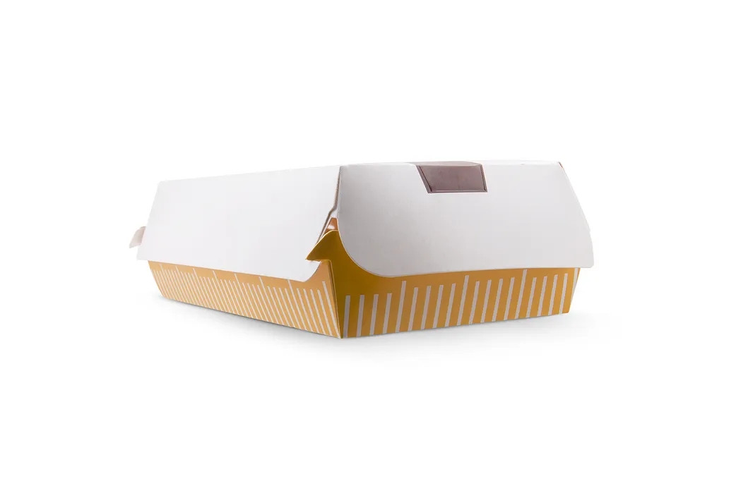 Wholesale Customized Printing with Loge High Quality Food Grade Cardboard Burger Packing Box Fastfood Restaurant Bakery Hamburger Paper Clamshell Packaging 5inc