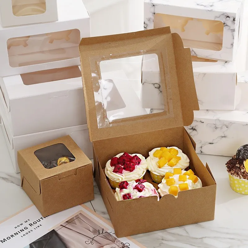 Paper Cake Box with Transparent Window Cup Cake Boxes in Bulk Dly Birthday Cake Box
