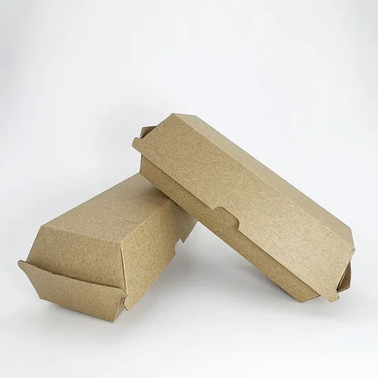 Custom Biodegradable Factory Hot Selling Hot Dog Box Food Carton Folded Hot Dog Burger Packing Box