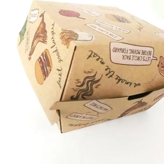 Wholesale Custom Burger Packaging Box Kraft Boxes for Burger Burger Box & Fries Paper