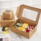White Paper Bakery Box Square Cardboard Disposable Packaging Cake Box with Window