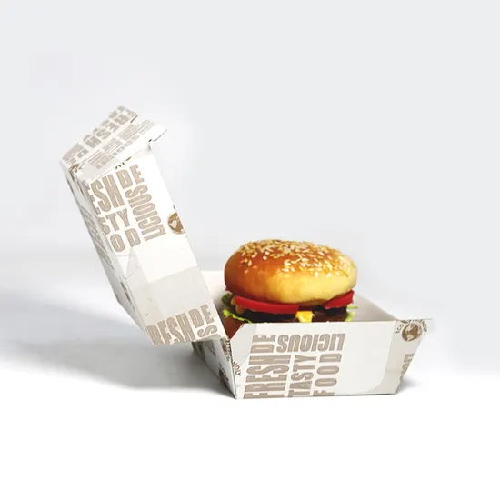 Paper Burger Packaging Box Fast Food F-Flute Corrugated Container Custom Printed Paper Burger Box Recyclable