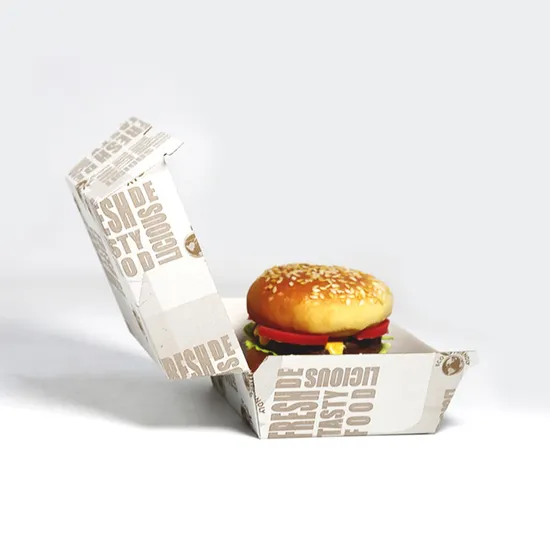 Paper Burger Packaging Box Fast Food F-Flute Corrugated Container Custom Printed Paper Burger Box Recyclable