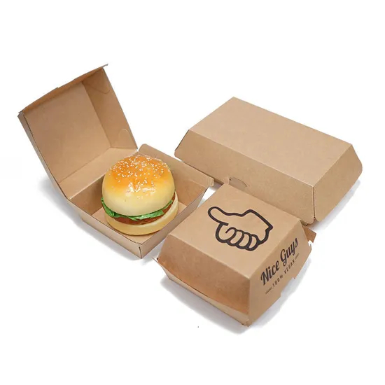 Biodegradable Food Packaging Containers Cardboard Take Away Food Box for Hamburger Custom Burger Boxes