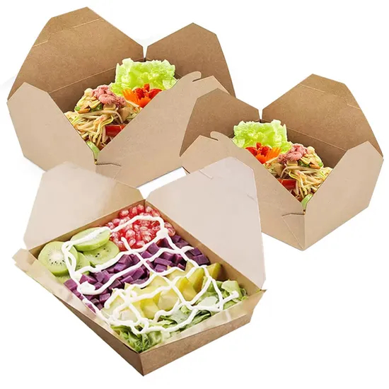 Kraft Paper Take out Containers Lunch Meal Food Box Disposable Storage to Go Packaging for Restaurant and Catering