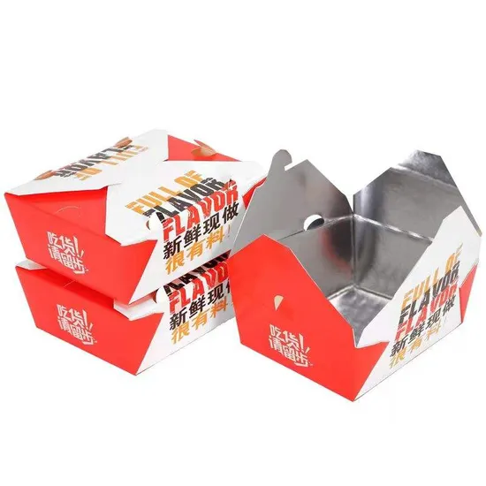 Disposable Biodegradable Fast Food Paper Box Internal Lamination Fried Chicken Box