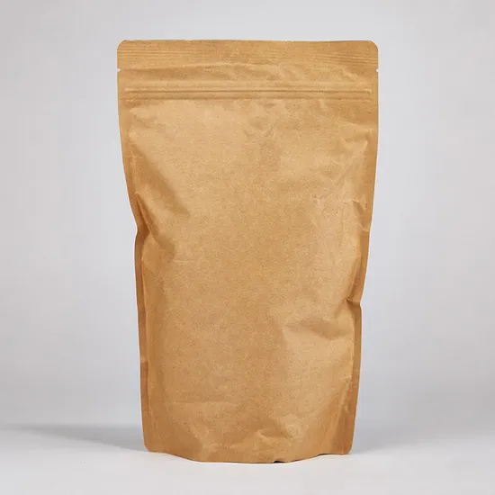 Biodegradable Recycled Customized Stand up Pouches Dry Food Packaging Brown Kraft Paper Bag with Translucent Window