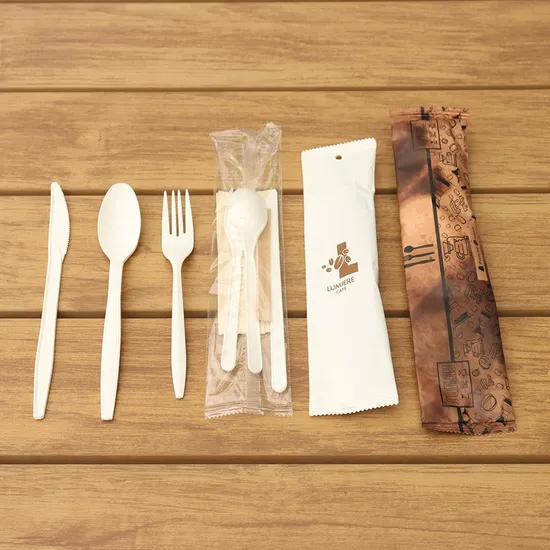 Factory Wholesale Custom Food Grade Disposable Recyclable Eco-Friendly Spoon Fork Plastic Wooden Paper Cutlery