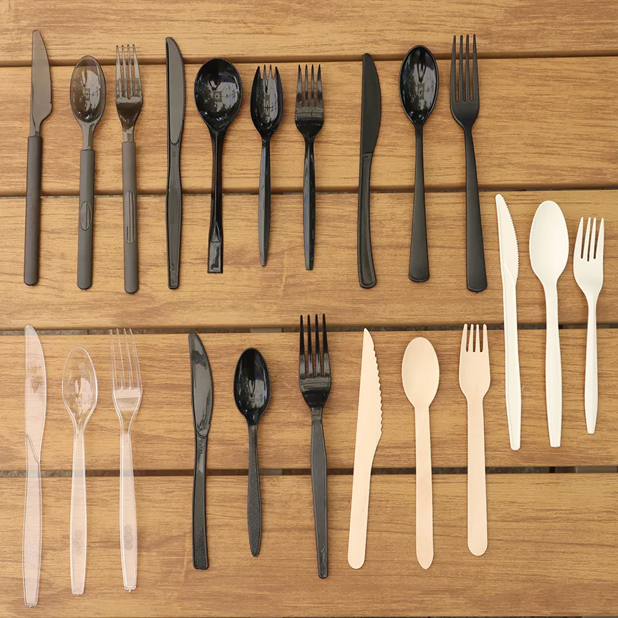 Factory Wholesale Custom Food Grade Disposable Recyclable Eco-Friendly Spoon Fork Plastic Paper Cutlery
