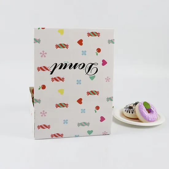 6inch Personalized Custom Mini Donut Cake Food Packaging Simply Folded and Transported Doughnutsnack Box