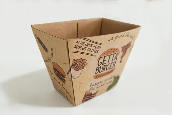 Wholesale Food Grade Disposable Recyclable Biodegradable Fries Packaging Custom Print Kraft Cardboard Paper Packaging Burger Box