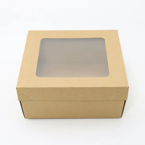 Cheap Wholesale Custom Food Grade Disposable Eco-Friendly Degradable Eco-Friendly Kraft Paper Package Cake Snack Lunch Square Box with Transparent Window