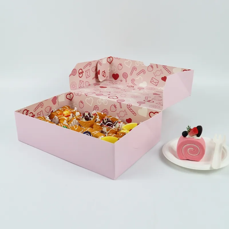 Custom Printed Folding Cardboard Paper Bakery to Go Takeaway Packaging Birthday Cakeboxes with Window and Handle