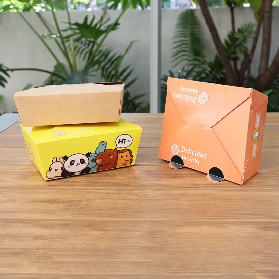 Wholesale Customized Transparent Window Food Grade Takeaway Sushi Fried Chicken Chips Burger Container Disposable Cardboard Paper Food Box with Lid