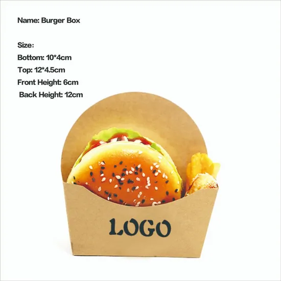 Custom Disposable Food Grade Foldable Cardboard Hamburger Packaging Paper Burger Box Hamburger Box