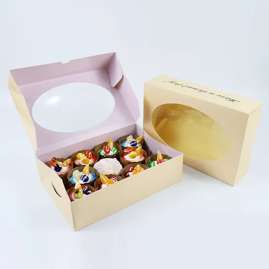 Wholesale White Cardboard Food Package Printed Paper Party Cake Box with Printing Cookies Donut Packaging Box