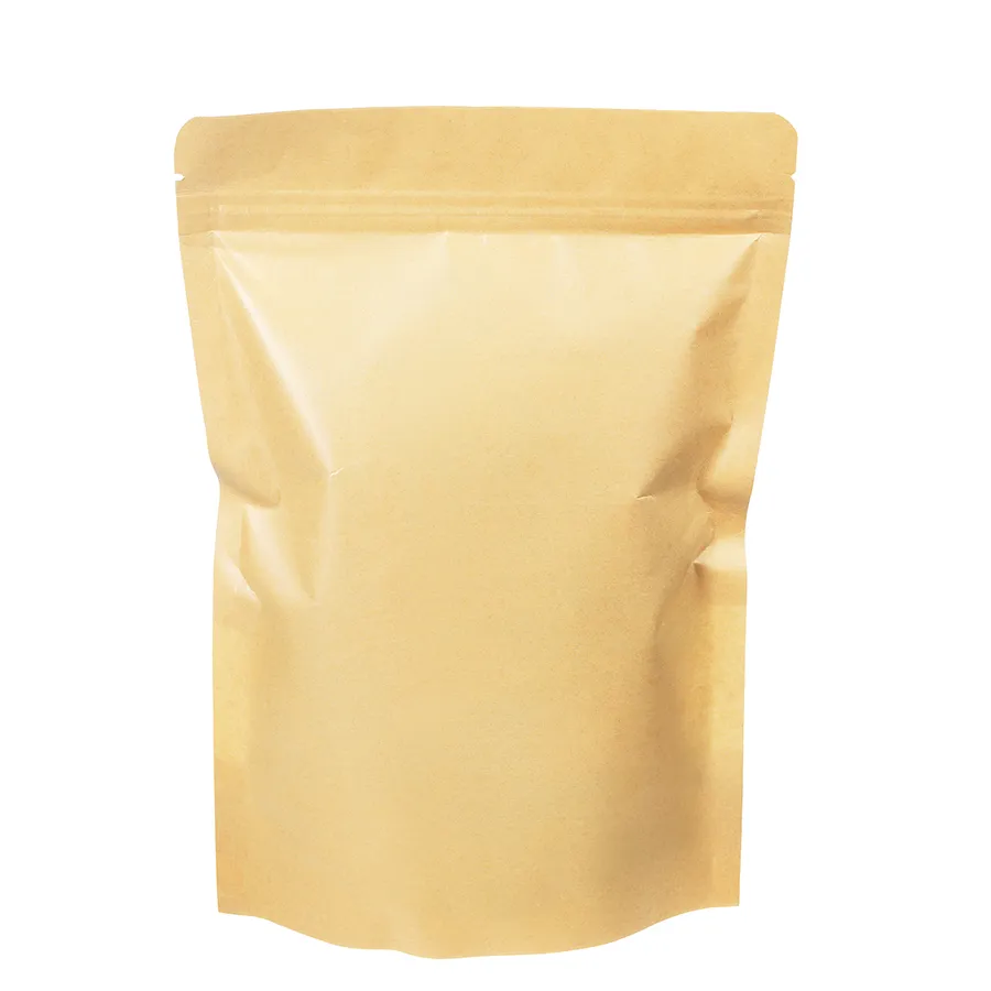 Biodegradable Recycled Customized Stand up Pouches Dry Food Packaging Brown Kraft Paper Bag with Translucent Window