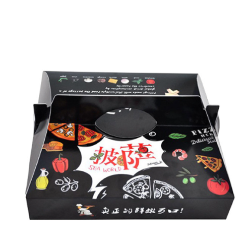 Factory Wholesale Customized Portable Personalized Eco-Friendly Printed Fast Food Takeaway Disposable Corrugated Kraft Paper Pizza Box with Handle