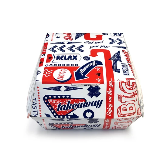 Factory Wholesale Customized Printing Logo Food Grade Disposable Biodegradable Takeaway Meal Packaging Corrugated Kraft Paper Burger Box