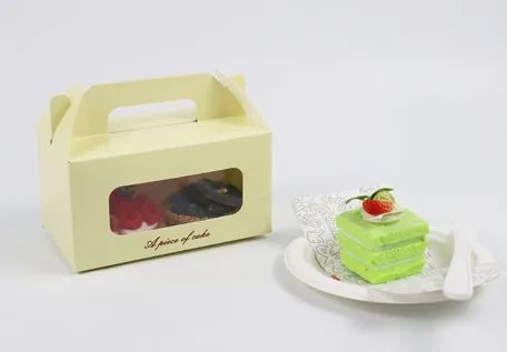 Factory Wholesale Customized Transparent Window Printed Logo Size Food Grade Doughnut Disposable Bakery Packaging Macaron Paper Cake Cardboard Box with Handle