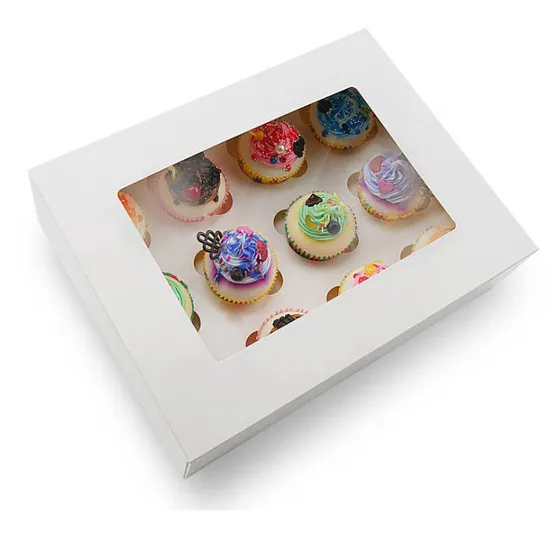 Wholesale Customized Food Grade Cookies Chocolate Desert Donut Cupcake Biscuit Macaron Bakery Pies Sweet Food Cardboard Paper Packaging Box with Clear Window