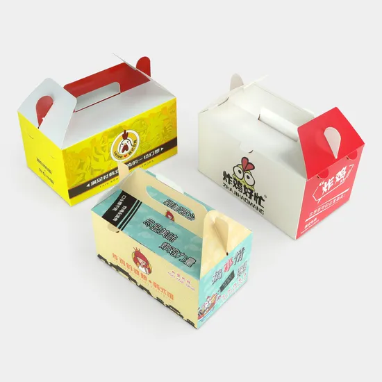 Wholesale Customized Logo Food Grade Takeaway Sushi Fried Chicken Chips Burger Container Eco-Friendly Disposable Cardboard Kraft Paper Food Packaging Box
